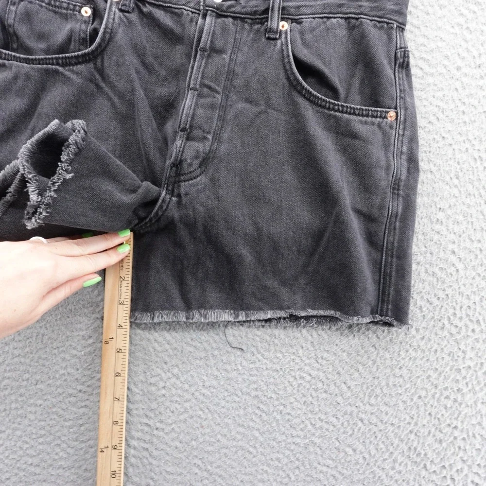 We The Free Free People Raw Hem‎ Denim Cutoff Shorts 31 Black Womens Button Fly
